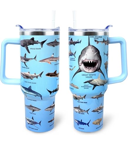 Amazon.com | WENININOK Shark Tumbler 40 oz Tumbler with Handle and